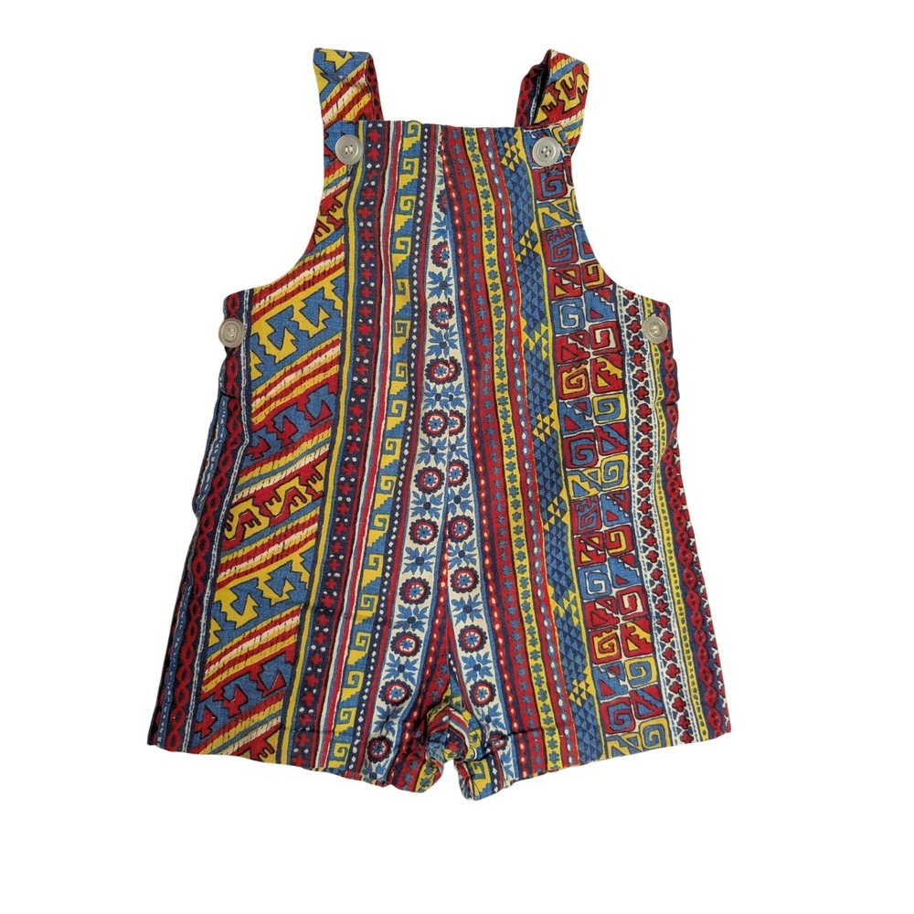 Health-tex Stantogs Vintage 18M Geometric Print Shortalls Romper Aztec‎ Unisex